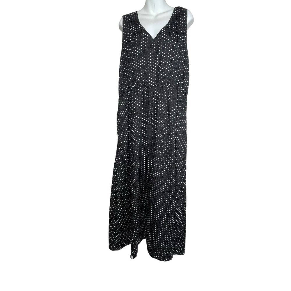 Draper James RSVP Dress Sz XXL Black White Polka Dots Sleeveless Maxi Tie‎ Back